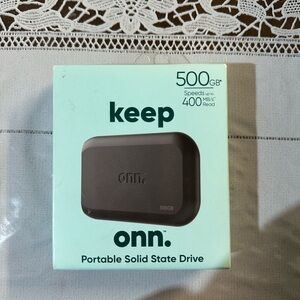 onn. External Portable Solid State Drive, 500 GB